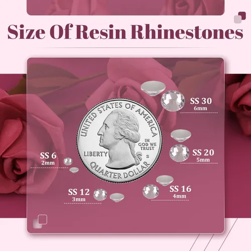 Miniatura 3 de 12000 diamantes de imitación de resina de 0.079 pulgadas a granel para manualidades (transparente), cristales deslumbrantes con parte trasera plana
