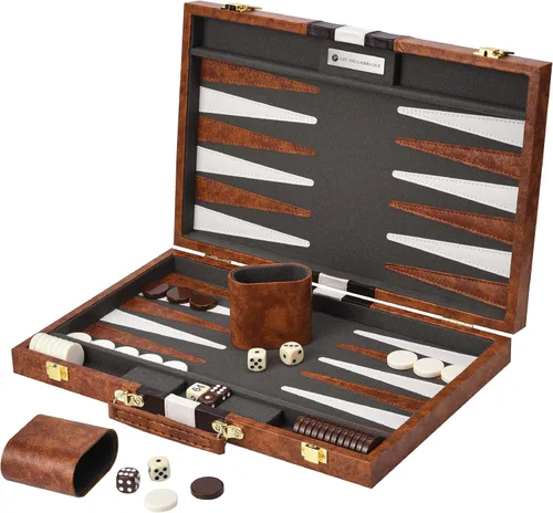 Miniatura 11 de Get The Games Out Juego de Backgammon, Estuche de Juego de Mesa Clásico, 2 Jugadores, Incluye Guía de Estrategia y Consejos, Perfecto para Fiestas