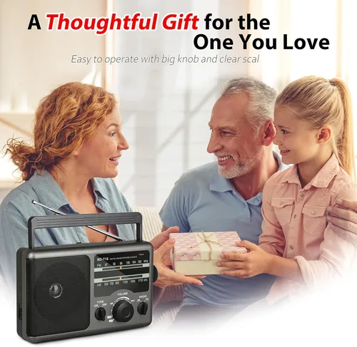 Miniatura 5 de Greadio Radio transistor de radio portátil AM FM con conector de auriculares de 0.138 in, modo de tono alto/bajo, altavoz grande, alimentación de CA