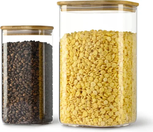 Miniatura 18 de D2scrma Recipientes herméticos cuadrados para especias de 5 onzas con tapa de bambú, juego de 12 con etiquetas negras, frasco apilable para especias