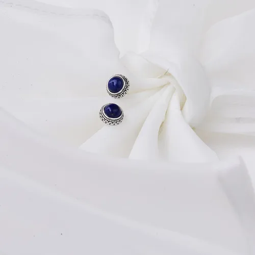 Miniatura 3 de Aretes de plata de ley con piedra natal de cristal real, joyería para mujer, moda occidental 925, envejecida, bohemia, hecha a mano, el mejor regalo