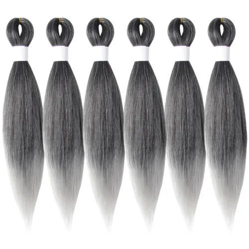 Miniatura 69 de Cabello trenzado preestirado de 10 pulgadas, 4 paquetes, extensiones de cabello corto para trenzas, cabello sintético preestirado #1 (negro azabache)