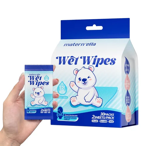 Miniatura 7 de MATERN'ELLA Toallitas de Bolsillo para Nalgas para Viajes, Para Llevar, Extracto de Caléndula y Centella Asiática y Toallita Biodegradable, Sin 2