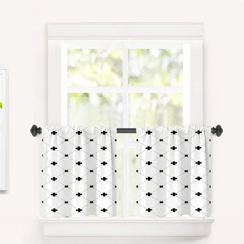 Miniatura 38 de Cortinas opacas de poliéster multicapa para cafetería, con diseño de diamantes, 2 unidades, 26 x 24 pulgadas