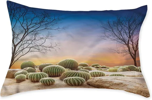 Miniatura 61 de Juego de sábanas decorativas tamaño individual XL, juego de sábanas bajeras con bolsillos profundos de cactus y 2 fundas de almohada