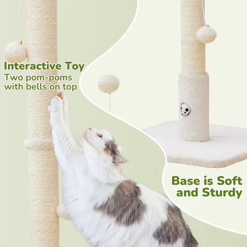Miniatura 4 de Woochpet Postes rascadores para gatos de 33" para gatos adultos, rascador de gatos con base cubierta de tela suave y cuerda de sisal duradera