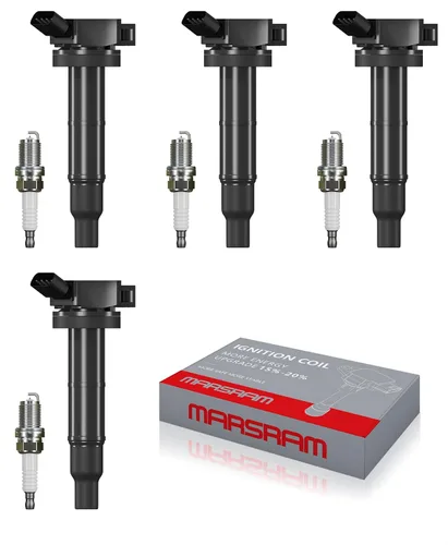 Miniatura 24 de Marsram Paquete de bobinas de encendido UF247 y bujía de iridio doble 4503 compatible con Toyota 2000-2008 Corolla 2000-2005 MR2 Spyder Celica