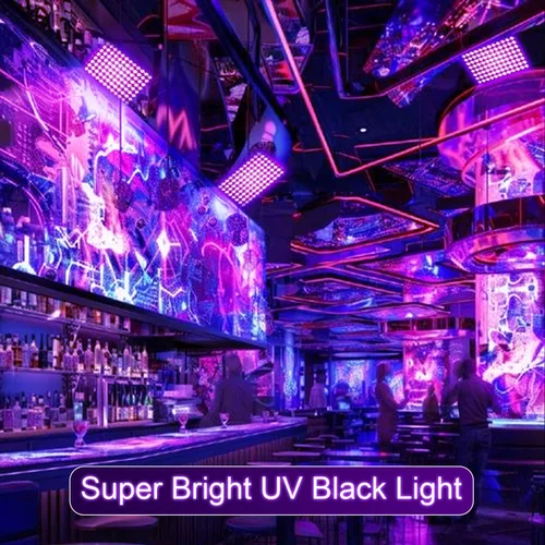 Miniatura 8 de Luces Negras de 100W, Luz de Inundación de Luz Negra con Enchufe e Interruptor, para Fiesta Fluorescente, Halloween, Póster Fluorescente