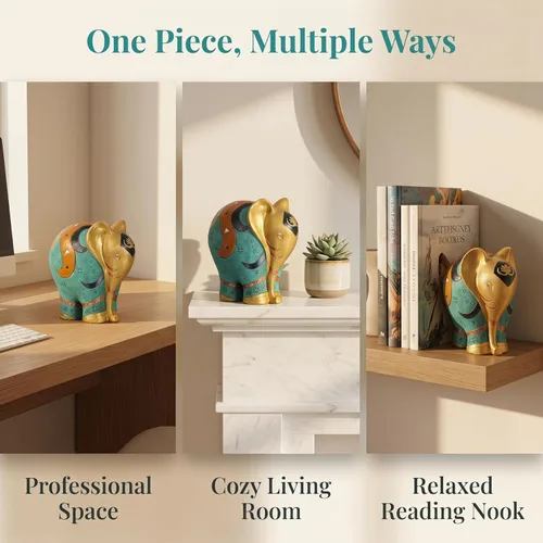 Miniatura 3 de Estatua de elefante hecha a mano de resina – Escultura de decoración del hogar de 5.5 pulgadas de alto para estantería, oficina, escritorio, regalo