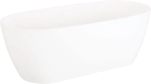 Miniatura 2 de Signature Hardware 447010 Ocala - Tina de remojo de superficie sólida de 59 pulgadas con drenaje y desbordamiento integrados