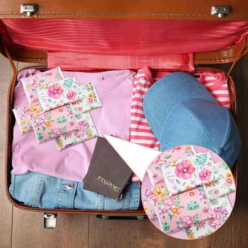 Miniatura 6 de 24 paquetes de pañuelos de bolsillo tamaño viaje, paquetes delgados de 3 capas de bolsillo de tamaño monedero, pañuelos para viajes, bodas, Hermosas