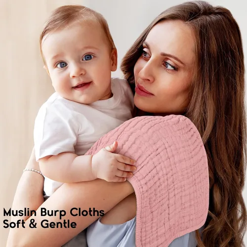 Miniatura 2 de Unnivoll Paños de muselina para eructos para bebé, 100% algodón, para niños y niñas, grandes, 20 x 10 pulgadas, extra suaves y absorbentes, paquete