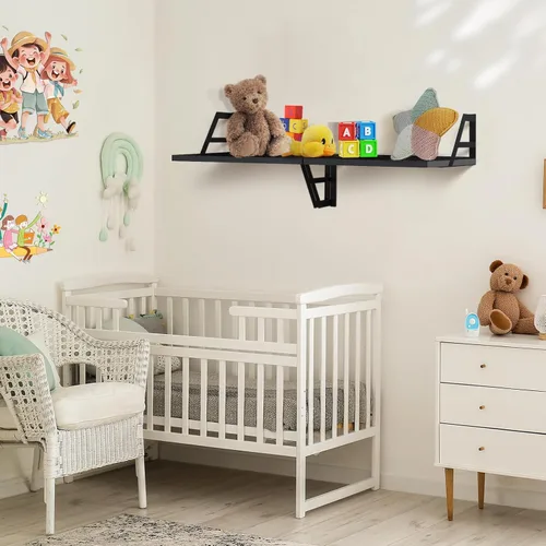 Miniatura 5 de Tectocker-DOU 2 estantes flotantes profundos; estantes colgantes montados en la pared para sala de estar, cocina, oficina, baño y decoración de Negro