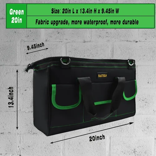 Miniatura 2 de FASTECH Bolsa de herramientas de 20 pulgadas con cómodas correas de hombro, kit de herramientas de boca ancha impermeable, bolsa de herramientas