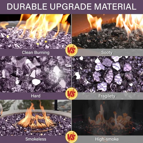 Miniatura 232 de NUPICK Vidrio de Fuego de 5 Libras, Vidrio Brillante para Fogata de 1/2 Pulgada, Roca de Vidrio Templado para Fogata para Propano o Gas Natural