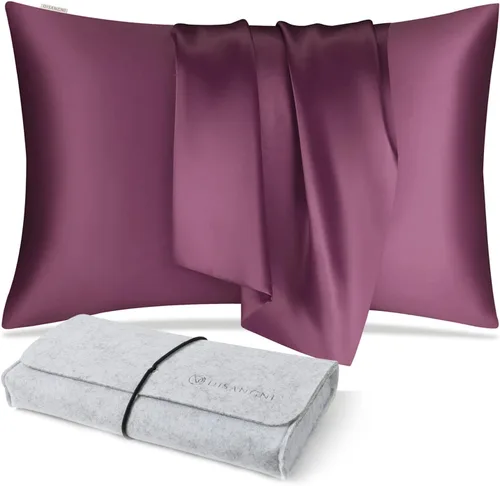 Miniatura 29 de DISANGNI Funda de almohada de seda de morera 100% natural para cabello y piel con cremallera oculta, 22 momme ambos lados