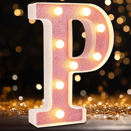 Miniatura 16 de Letras pequeñas de marquesina LED, letras iluminadas, letras LED de 8.58 pulgadas, letrero iluminado a pilas para mesa, fiesta, cumpleaños