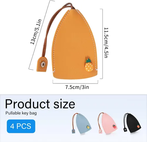 Miniatura 6 de Lindo 4PCS Estuche de llave de coche de cuero PU, Funda de llave extraíble