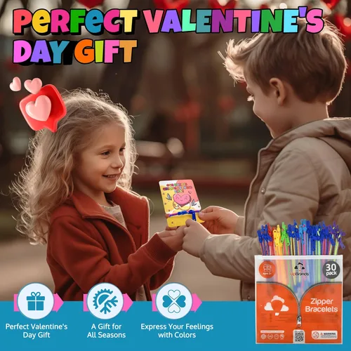 Miniatura 6 de UpBrands Paquete de 30 pulseras antiestrés con cremallera para niños, juguetes sensoriales para recompensas de aula, recuerdos de fiesta y rellenos
