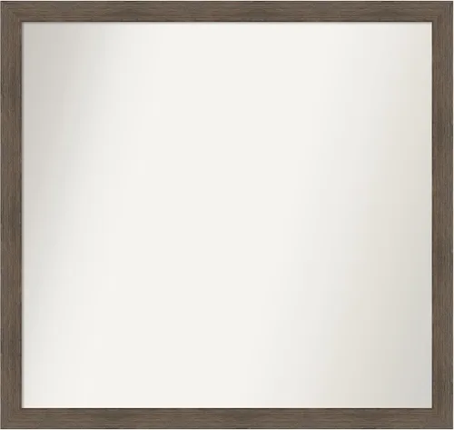 Miniatura 527 de Amanti Art Espejo de pared personalizado no biselado (24 x 27 pulgadas), marco estrecho de nogal chipre - varios tamaños personalizados - Espejo