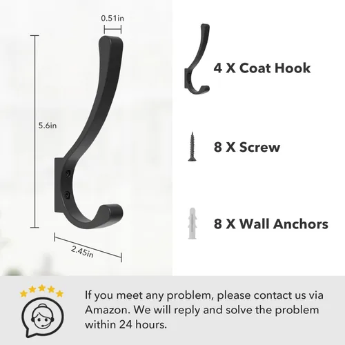 Miniatura 7 de saffruff Ganchos de montaje en pared, ganchos de metal resistentes para colgar ropa, mochila, bolsa, toalla y chaqueta, fuerte gancho de armario