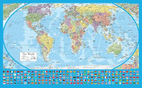 Mapa del Mundo Azul Equal Earth (Azul Claro)
