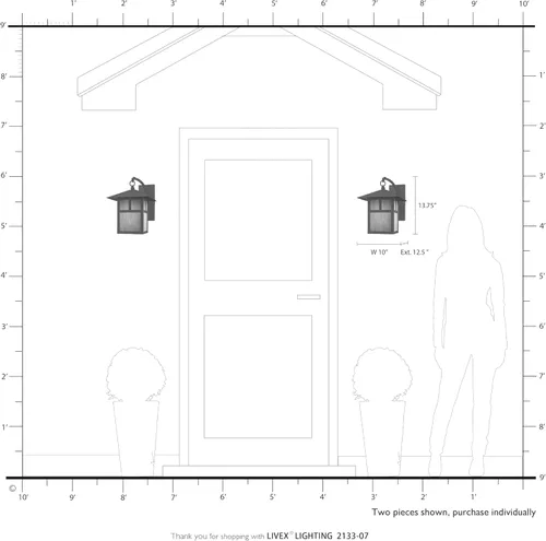 Miniatura 7 de Livex Lighting 2133-07 Montclair Mission - Farol de pared de latón macizo con acabado de bronce para exteriores con vidrio Tiffany iridiscente