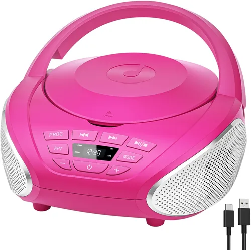 Miniatura 10 de Gueray Reproductor de CD portátil Boombox Radio Reproductores de CD con altavoces, audio para el hogar, radio FM, entrada AUX, soporte