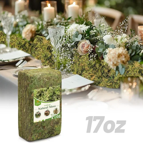 Alphatool Paquete grande de musgo verde natural de 17 onzas para manualidades, musgo a granel para plantas de interior, jardines de hadas 17 oz