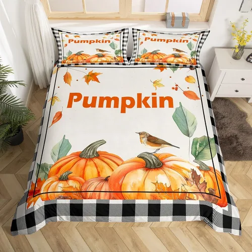 Miniatura 42 de Erosebridal Divertida funda de edredón de Halloween para niños, juego de ropa de cama de calabaza fantasma, decoración de Halloween para niños
