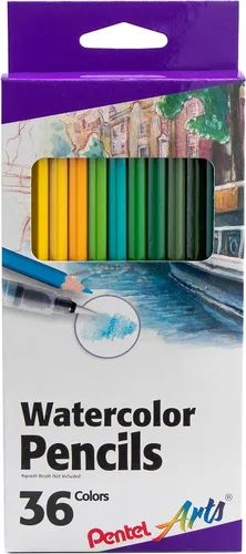 Pentel Arts - Juego de lápices de acuarela, colores surtidos, paquete de 36 (CB9-36)