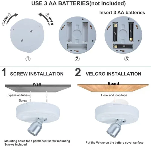 Miniatura 6 de HAMVIDNE Foco LED, luces de foto a batería, iluminación ascendente para interior, luces de disco con 2 controles remotos, luz de punto regulable