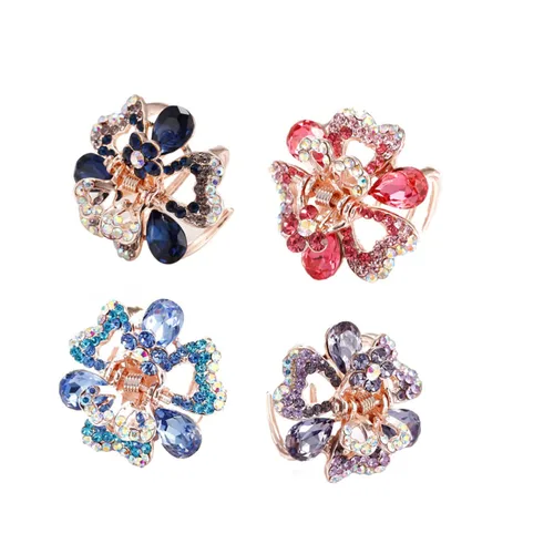 Miniatura 7 de 4 clips de garra de metal mini clips de flores para el cabello Rhinestone pasadores perla pasador