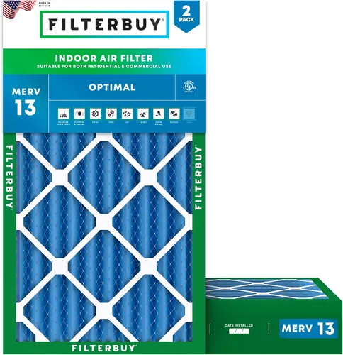 Miniatura 15 de Filterbuy Filtro de aire MERV 13 de 8 x 14 x 1 pulgadas, protección óptima contra el humo y la alergia (paquete de 2), filtros electrostáticos