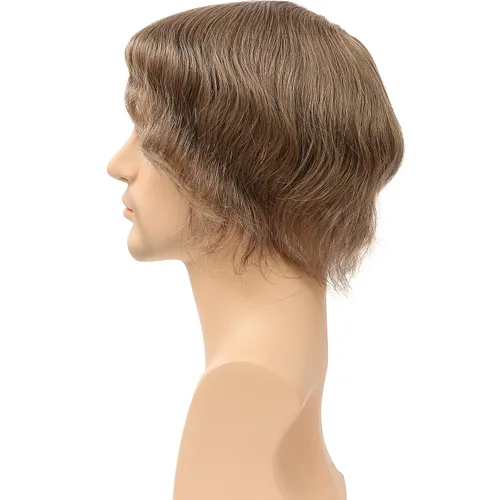 Miniatura 7 de Peluca de piel ultrafina de 0.003 in para hombres, 100% cabello humano virgen europeo, pelucas de repuesto de cabello humano real, 8x10 pulgadas