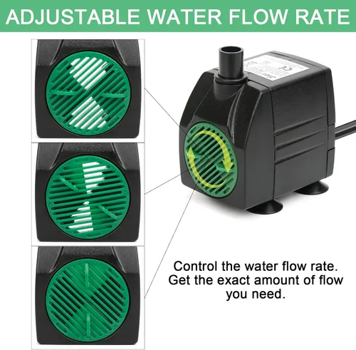 Miniatura 5 de BARST Bomba de agua sumergible, bomba de fuente ajustable ultra silenciosa de 200 GPH con 3 boquillas y cable de alimentación de 6 pies para pecera