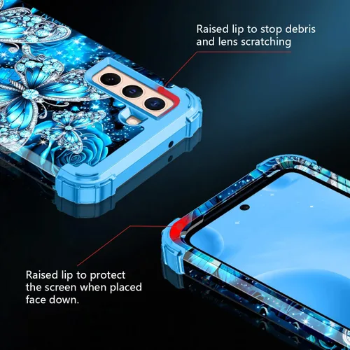 Miniatura 6 de Casetego Funda compatible con Galaxy S21 5G, tres capas, resistente, a prueba de golpes, protección completa, policarbonato duro y TPU suave