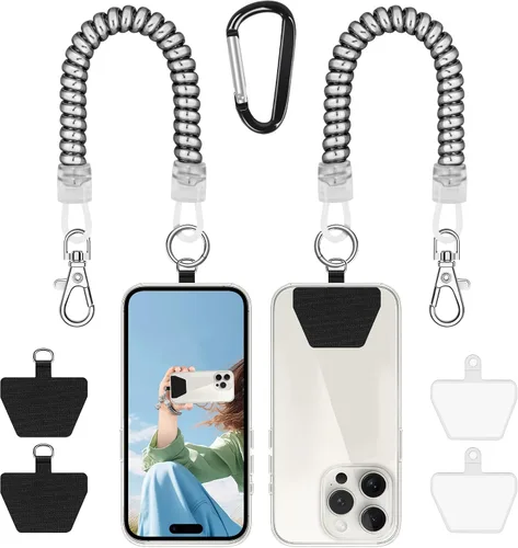 Miniatura 9 de Doormoon - Cordón para teléfono con parche, correas elásticas universales y anclaje para funda de teléfono para anti-caída al aire libre para esquí