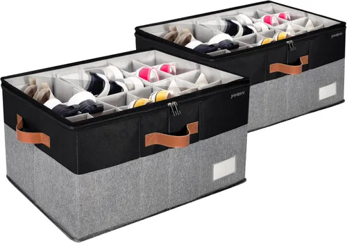 Miniatura 3 de Organizador de zapatos para armario, contenedores de almacenamiento ajustables para zapatos, grandes contenedores plegables de almacenamiento