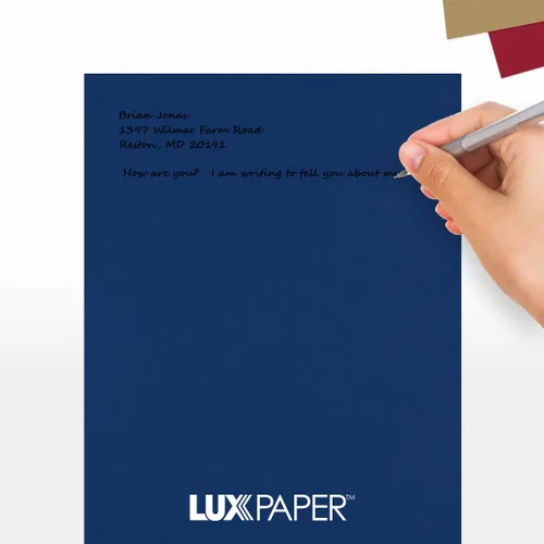 Miniatura 5 de LUXPaper Cartulina de 8.5 x 11 pulgadas, tamaño carta, azul marino, cubierta de 100 libras (texto de 183 libras), 50 unidades Azul marino - 100