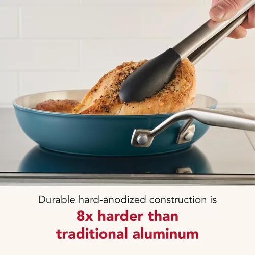 Miniatura 3 de KitchenAid Juego de ollas y sartenes antiadherentes de inducción de cerámica anodizada dura con cacerolas, sartenes, olla y tapas, apto para Agave