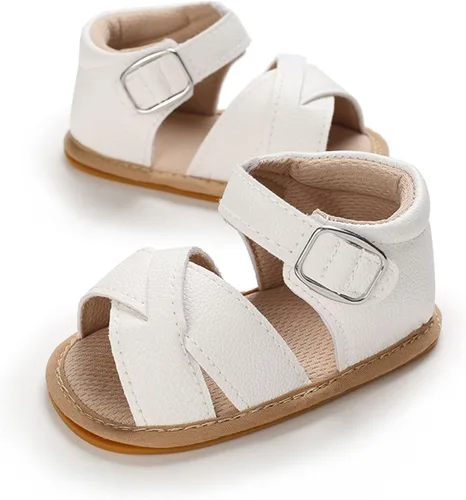 SOFMUO Sandalias brillantes con lazo para bebés, niñas y niños, suela de goma antideslizante y suave de primera calidad, zapatos de verano para