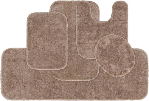 Miniatura 16 de Garland Rug 2 alfombras de baño tradicionales de nailon lavables color morado (17 x 24 pulgadas, 21 x 34 pulgadas), suaves, absorbentes y elegantes