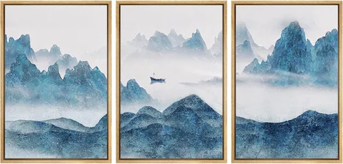 Miniatura 97 de NWT Lienzo enmarcado para pared, juego de arte en acuarela pastel, bosque de montaña oscura, naturaleza silvestre, ilustraciones de arte moderno