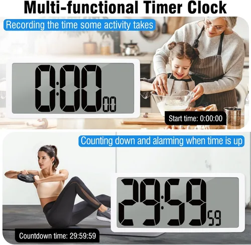 Miniatura 9 de (Reloj de pared digital grande de 15 pulgadas con números de 4.6" Operado por batería - ¡Nunca necesita configuración! - Números fáciles de leer