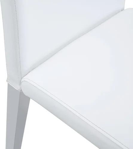 Miniatura 6 de Juego de 2 sillas de respaldo de piel sintética blanca con patas de metal plateado. La combinación perfecta, adecuada para estilos minimalistas