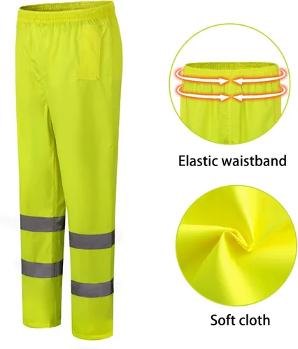 Miniatura 3 de AYKRM Pantalones de lluvia impermeables de alta visibilidad reflectantes para pesca, motocicleta, ciclismo, agricultura, senderismo, trabajos