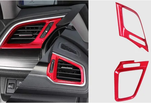 Miniatura 2 de BOYUER 3 unids ABS Control Central Salida de Aire Salida Decoración Cubierta Trim Adhesivo Para Honda Civic 2016 2017 2018 2019 2020 (Rojo)
