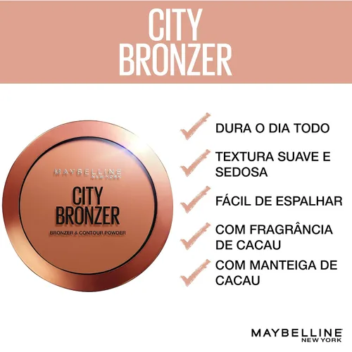 Miniatura 8 de Maybelline Maquillaje en polvo bronceador de la ciudad de Nueva York, bronceador y polvo de contorno, 100, 0.32 onzas CIUDAD BRONZR 100