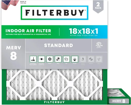 Miniatura 74 de Filterbuy Filtro de aire MERV 8 de 8 x 14 x 1 pulgadas para defensa contra el polvo y las alergias (paquete de 2), filtros electrostáticos plisados